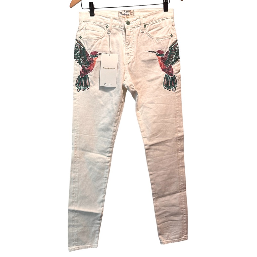 FREE PEOPLE SANDRINE ROSE EMBROIDERED JEANS NWT